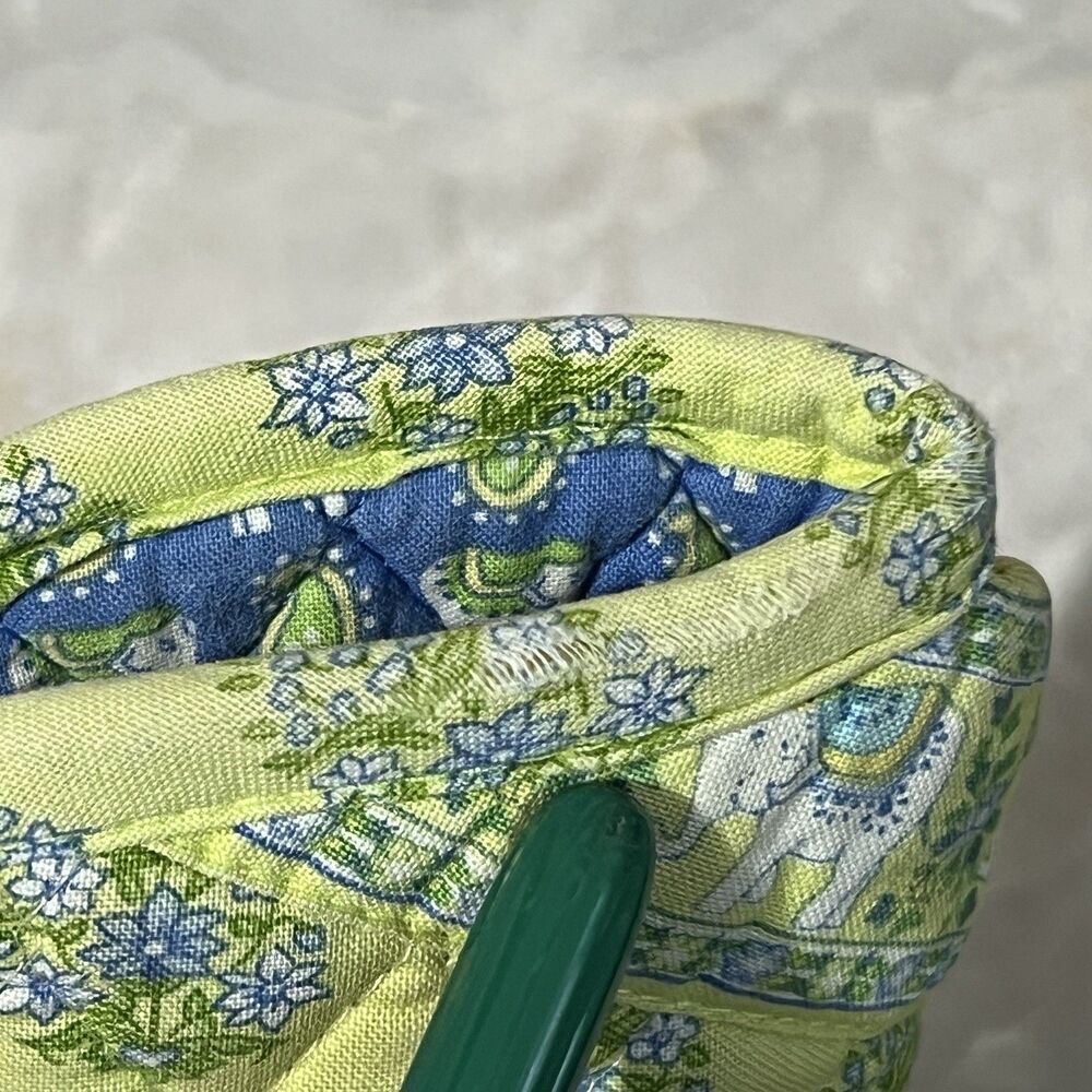 Vera Bradley Double Glass Case Quilted Floral Paisley Elephant Citrus Yellow - Picture 8 of 16